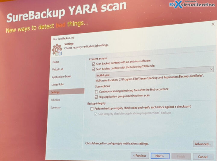 Veeam 12.1 SureBackup YARA scan