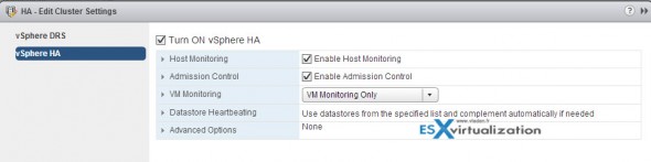 How to configure VMware vSphere High Availability (HA) cluster